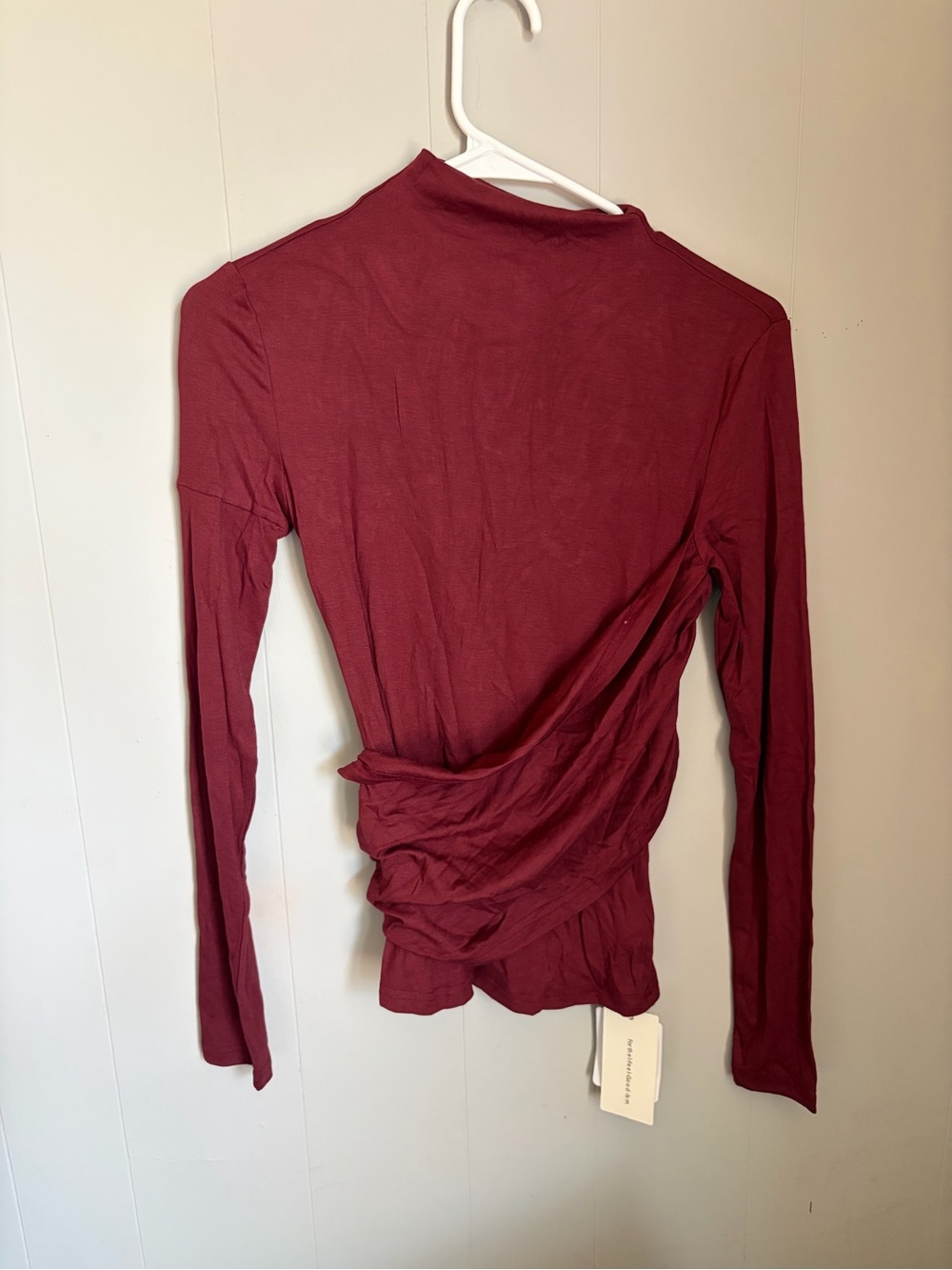 Commense Long Sleeve Mock Neck Top in Wine